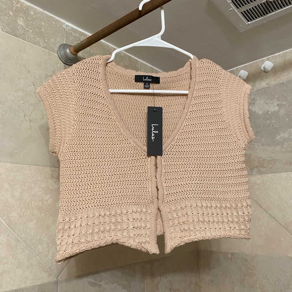 NWT tan crochet top // Small